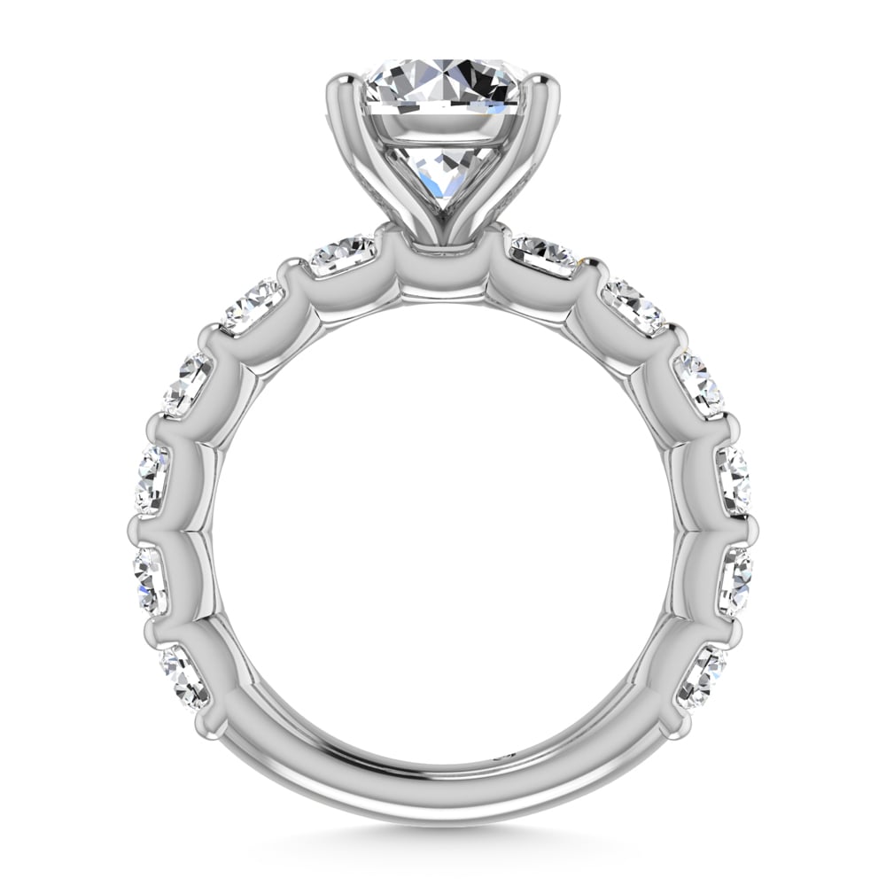 14K White Gold Diamond 4 1/10 Ct.Tw. Round Shape Three Forth Engagement Ring (IGI Certified Center 2CT)