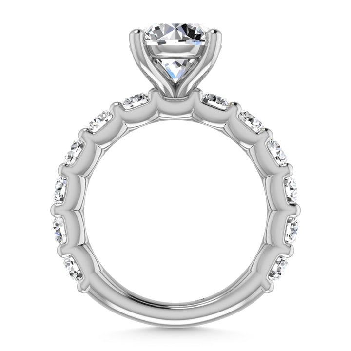 14K White Gold Diamond 4 1/10 Ct.Tw. Round Shape Three Forth Engagement Ring (IGI Certified Center 2CT)