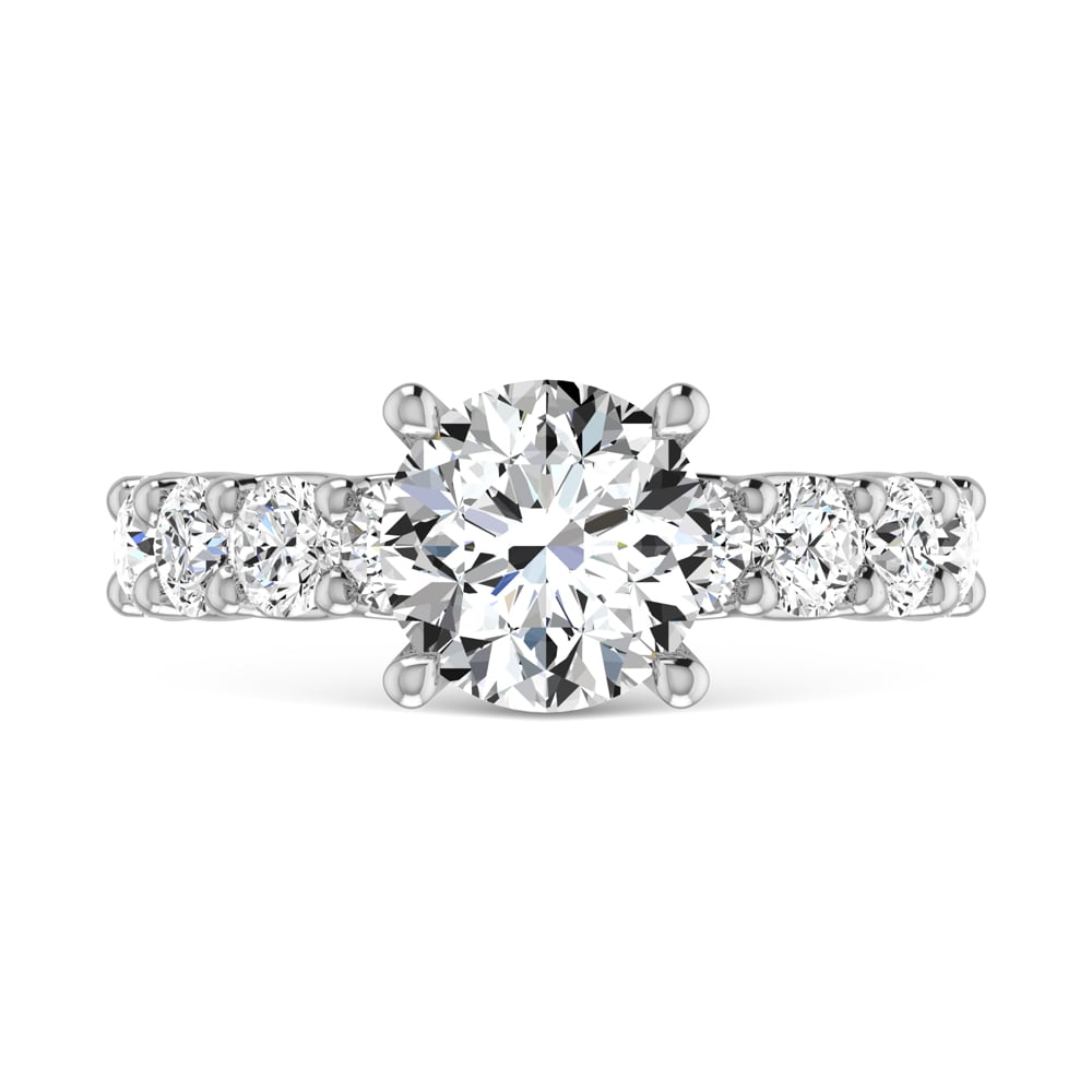 14K White Gold Lab Grown Diamond  5 3/8 Ct.Tw. Round Shape Three Forth Engagement Ring (IGI Certified Center 3CT)