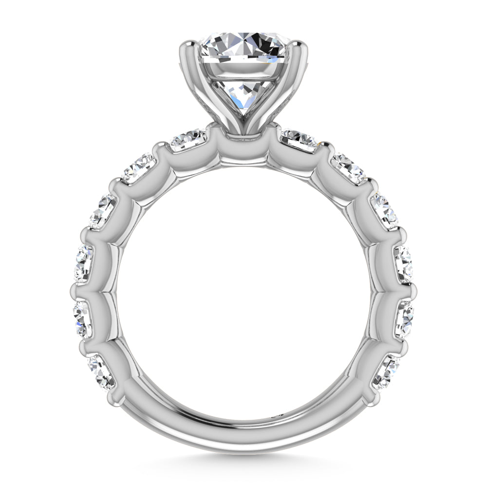 14K White Gold Lab Grown Diamond  5 3/8 Ct.Tw. Round Shape Three Forth Engagement Ring (IGI Certified Center 3CT)