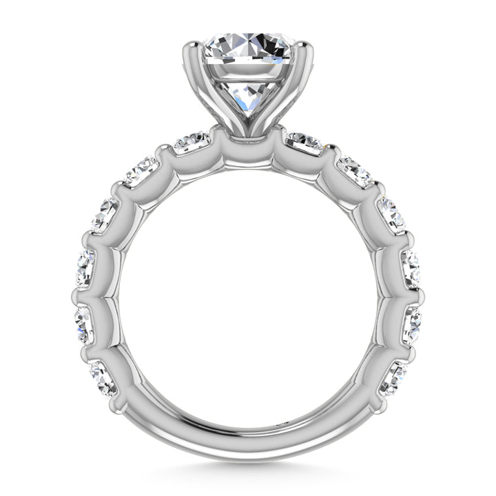 14K White Gold Lab Grown Diamond  5 3/8 Ct.Tw. Round Shape Three Forth Engagement Ring (IGI Certified Center 3CT)
