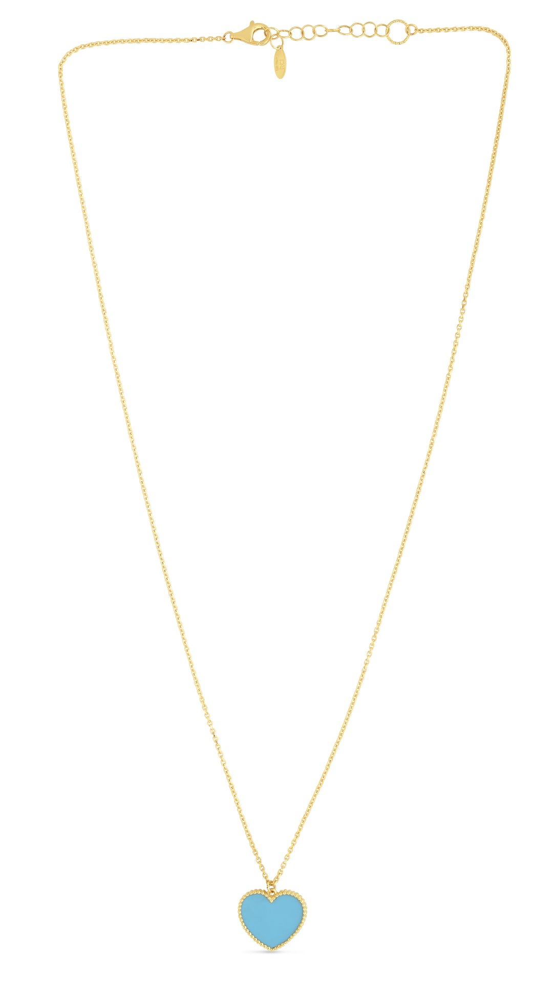 14K Gold Turquoise Paste Heart Necklace