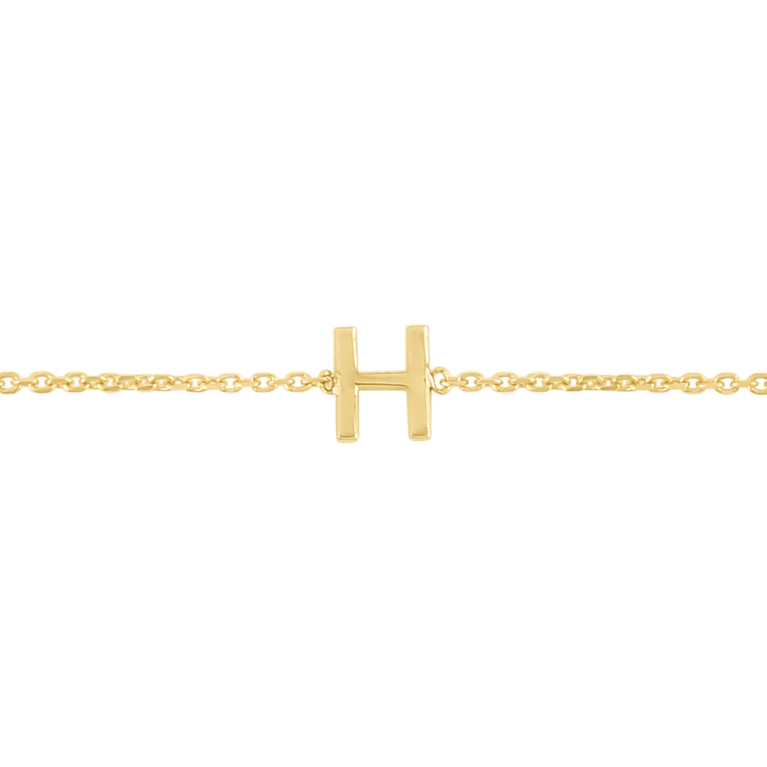 14K Mini Initial H Bracelet