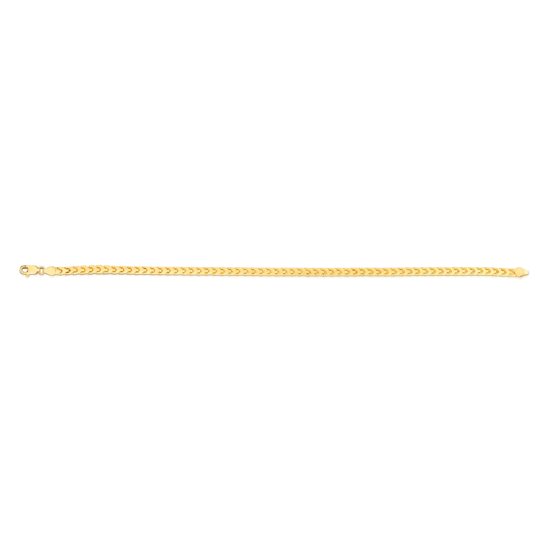14K Gold 7.5"" 3.1mm Diamond Cut Round Franco Chain