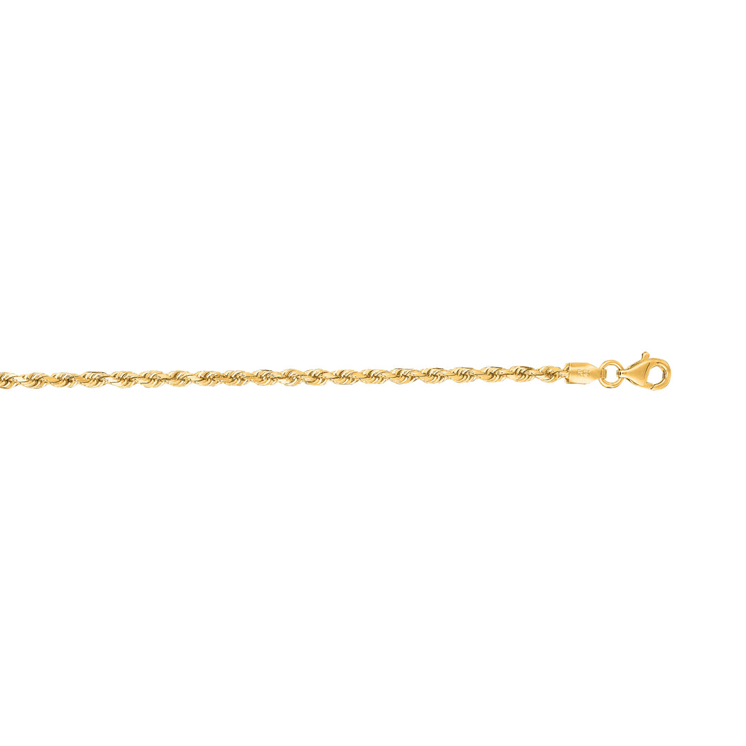 14K Gold 24"" 2.5mm Diamond Cut Royal Rope Chain