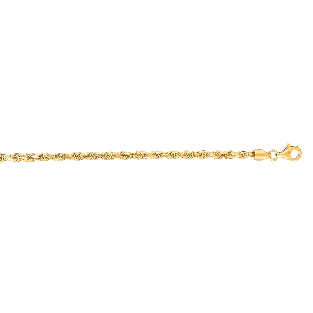 14K Gold 16"" 3mm Diamond Cut Royal Rope Chain