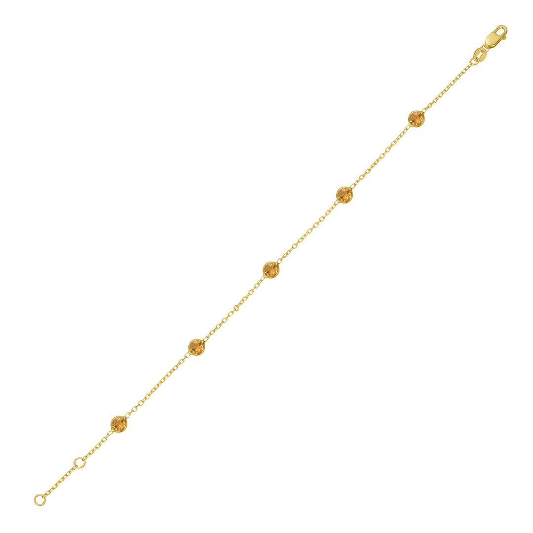 14K Citrine Station Bracelet