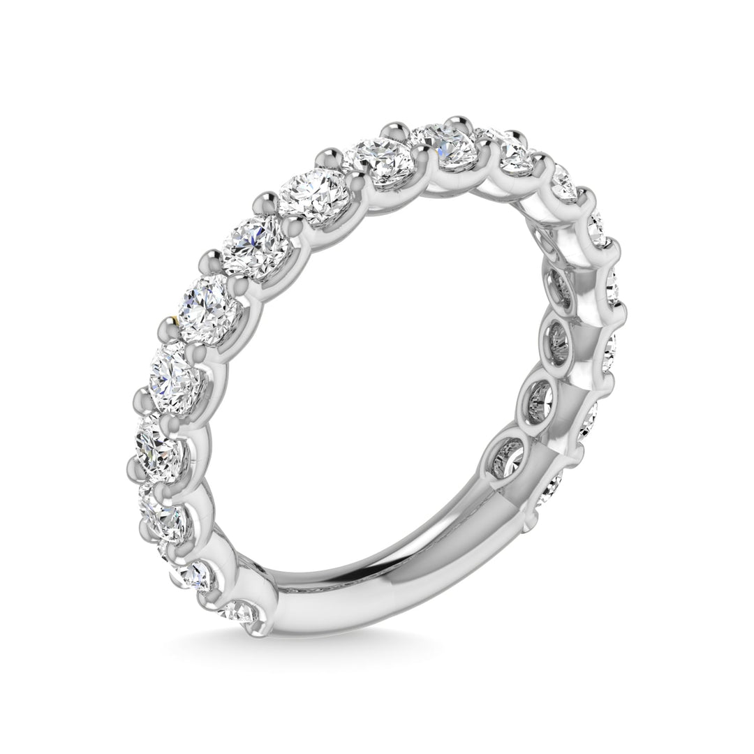 14K White Gold Lab Grown Diamond 2 1/4 Ct.Tw. Round Shape Three Fourth Way Wedding Band