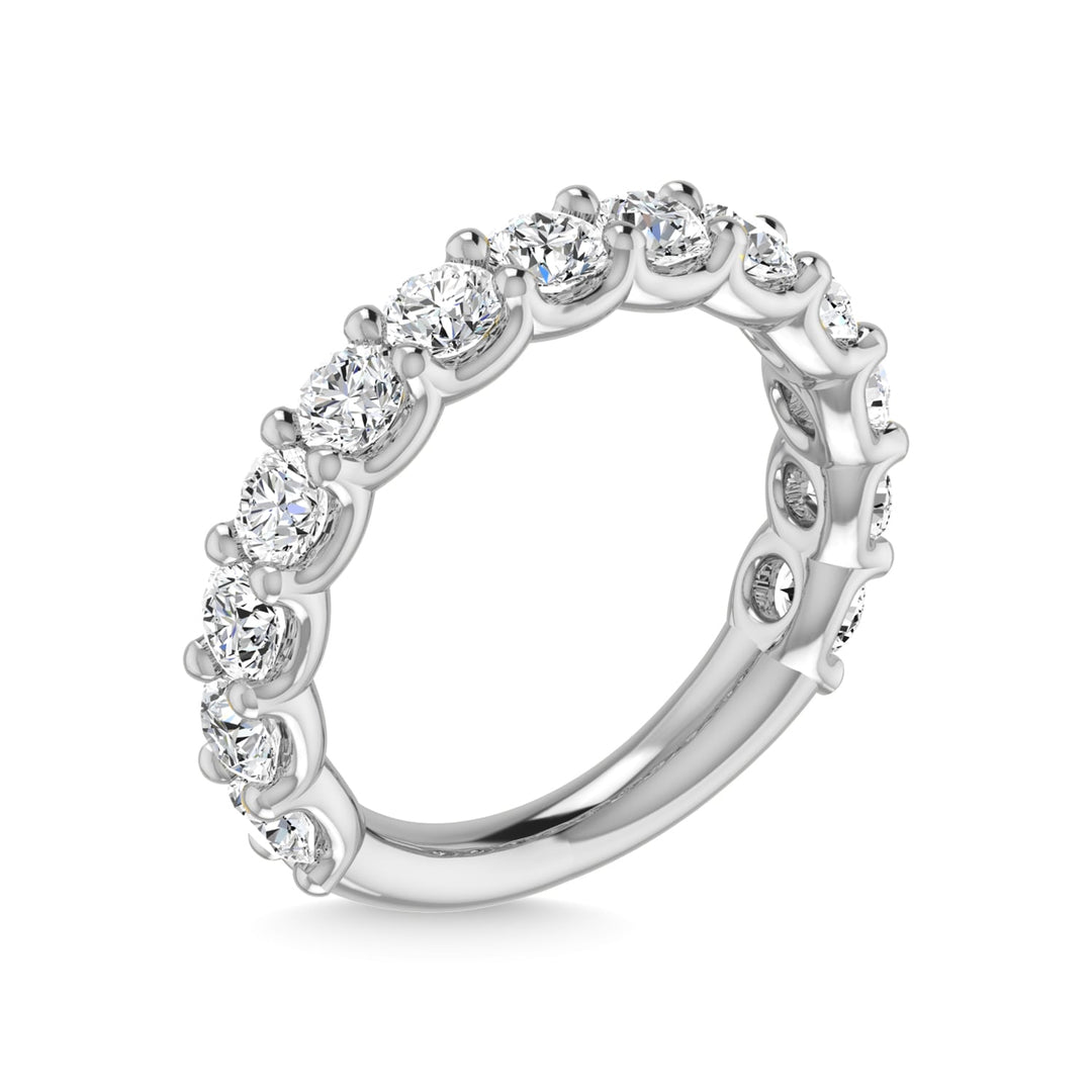 14K White Gold Lab Grown Diamond 3 5/8 Ct.Tw. Round Shape Three Fourth Way Wedding Band