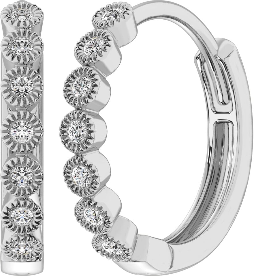 14K White Gold 1/10 Ct.Tw. Diamond  Stackable Hoop Earrings