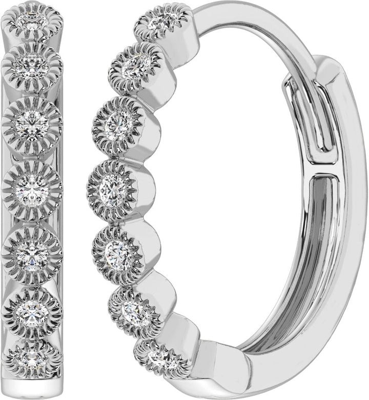 14K White Gold 1/10 Ct.Tw. Diamond  Stackable Hoop Earrings