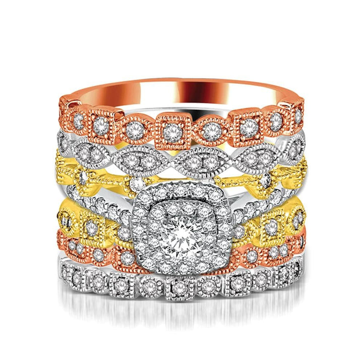 14K Rose Gold 1/6 Ct.Tw. Diamond Stackable Band