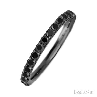 Zirconium band with 15 Round Black Diamond having TCW-.45