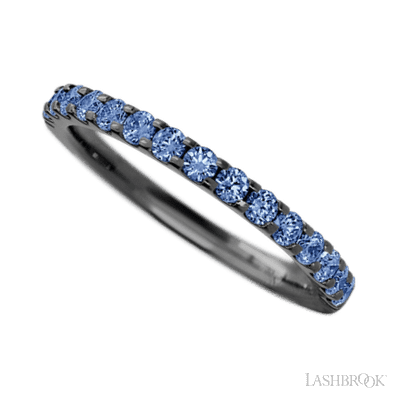 Zirconium band with 15 Round Denim Sapphire having TCW-.45