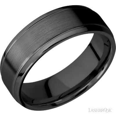 7 mm wide Stepped Bevel Zirconium band.