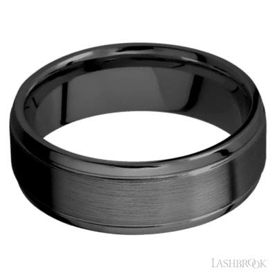 7 mm wide Stepped Bevel Zirconium band.