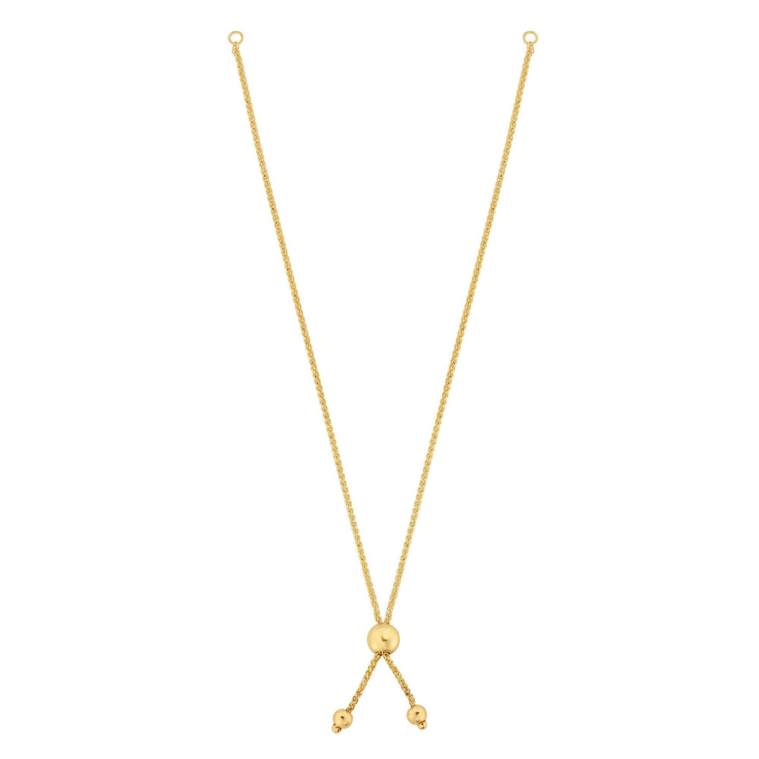 10K Gold Round Wheat Chain with Ball Slide Friendship Bracelet